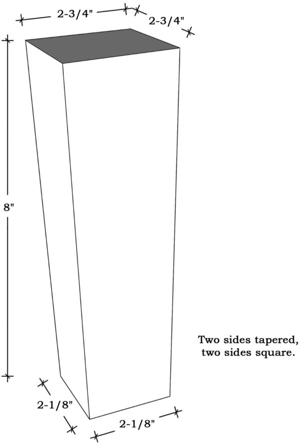 Item # L83 - 2 3/4" x 2 3/4" x 8" - Wood Leg Tapered - Image 2